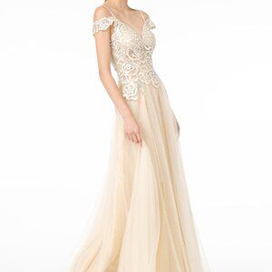 Sheer Bodice Mesh A-Line Dress GSGL2953